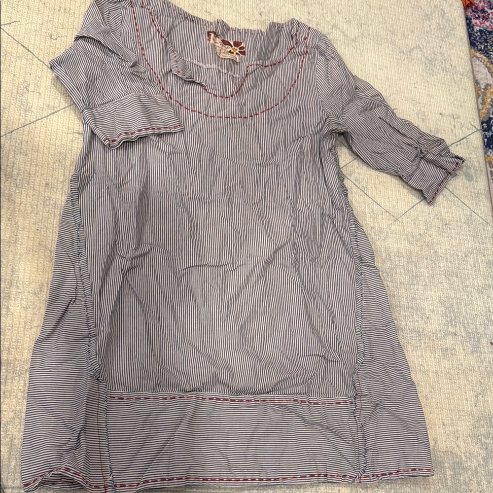 Striped Tunic with Red Stitching